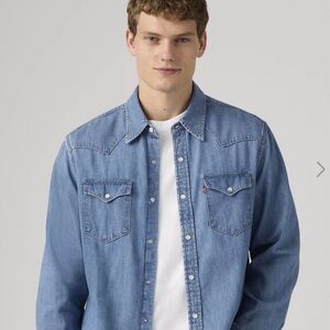 Levi's Blue Casual Western Pearl Snap Down Shirt XXL NWOT